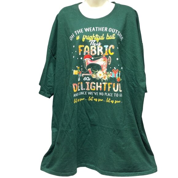 Hanes Tagless 4XL Sewing-Themed Green T-Shirt Let Us Sew Christmas Theme Song - Picture 1 of 9